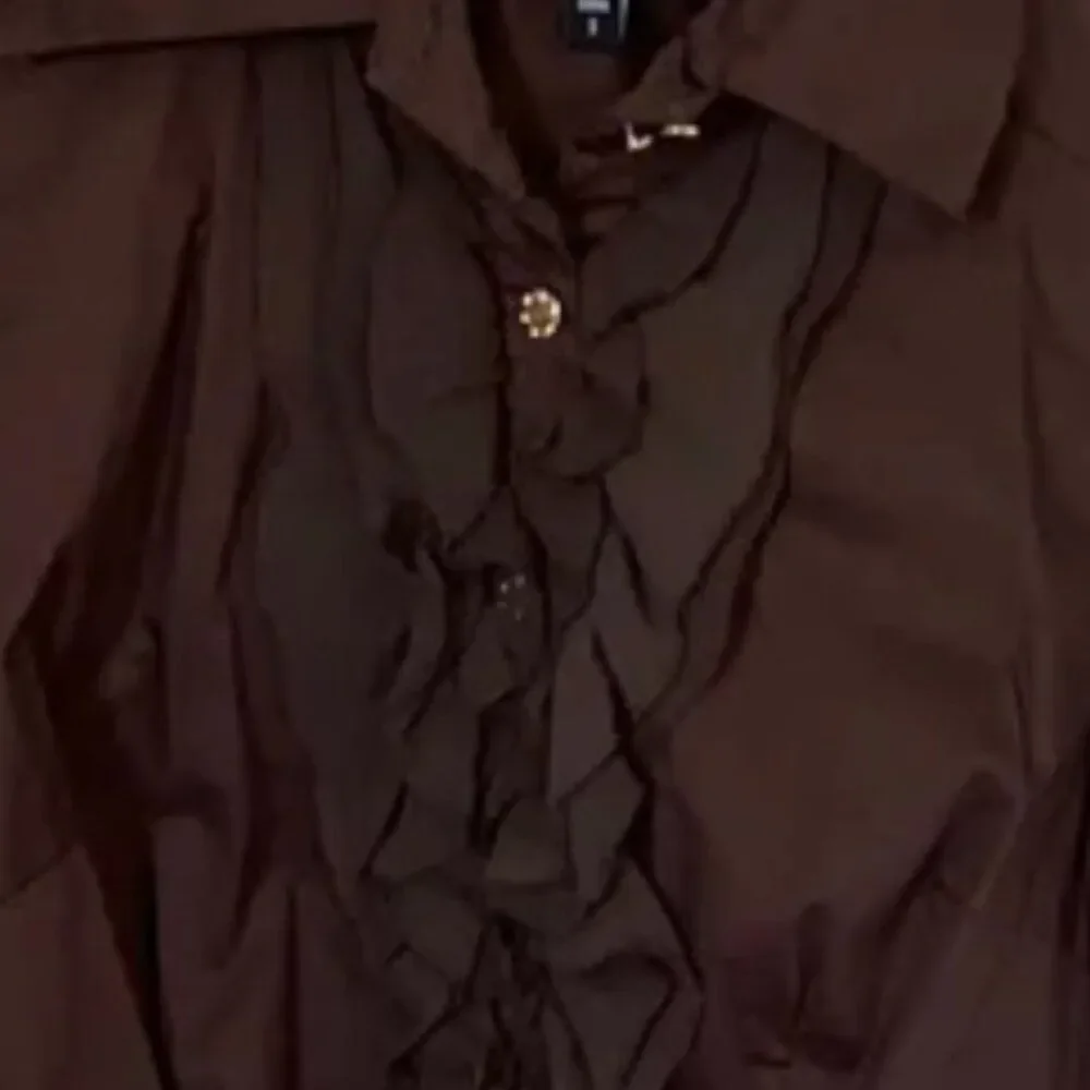 Bebe Brown Ruffle Blouse Small - Picture 6 of 6